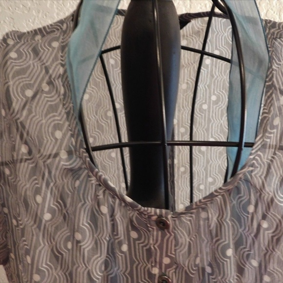Banana Republic Gray Print Scoop Neck Blouse M - Picture 2 of 3